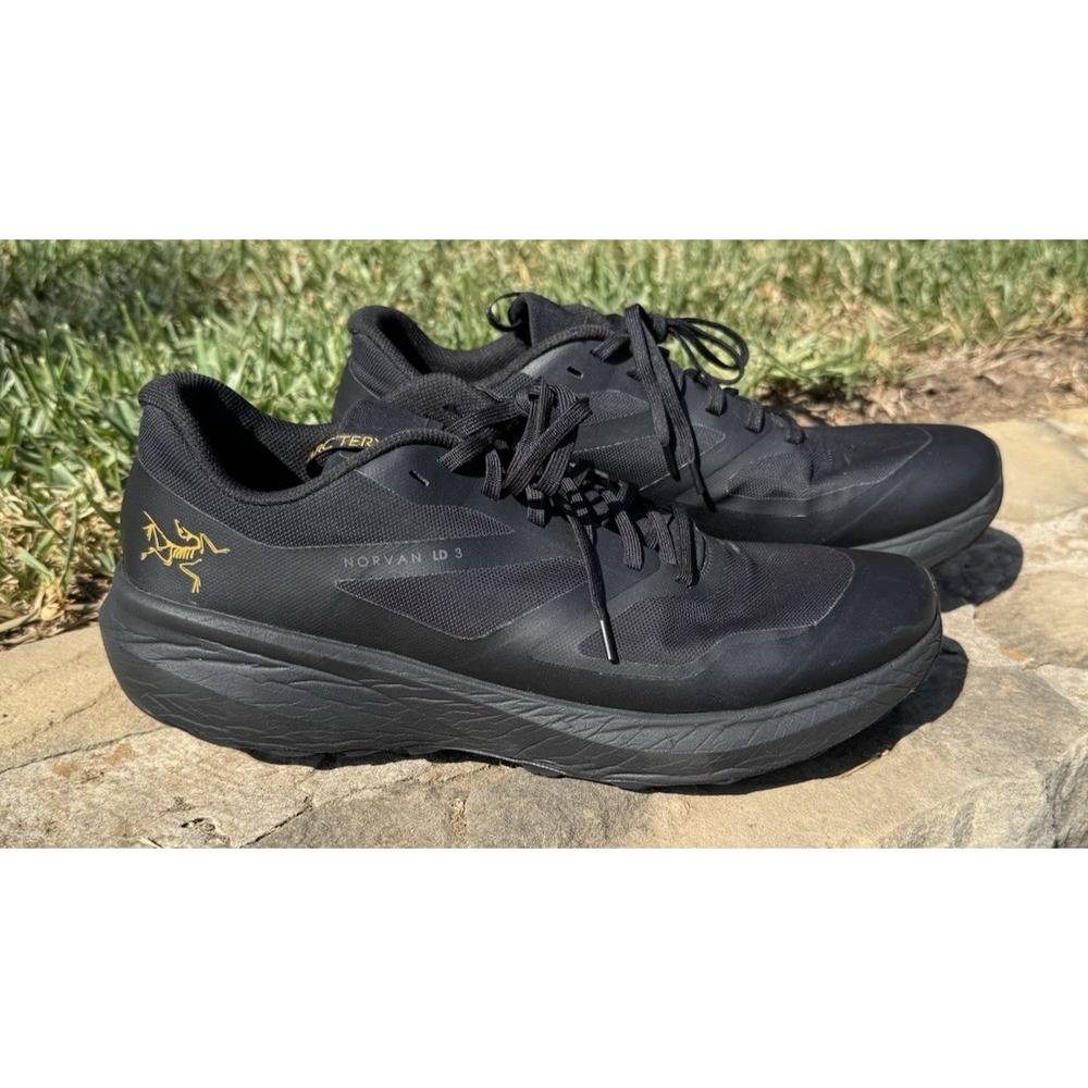 ARCTERYX Norvan LD3 Trail Running Shoes Mens Black with Yellow Decal Size 13
